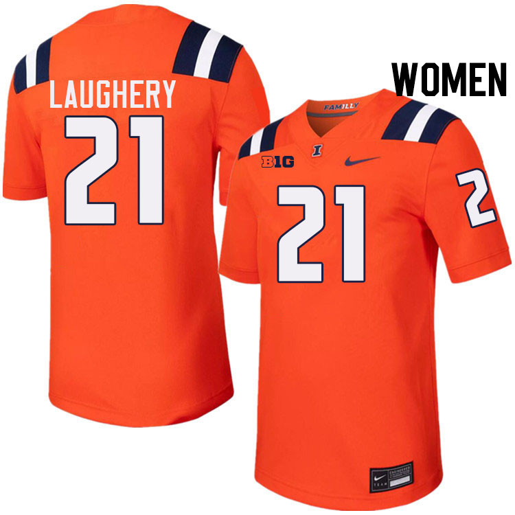 Women #21 Aidan Laughery Illinois Fighting Illini College Football Jerseys Stitched-Orange